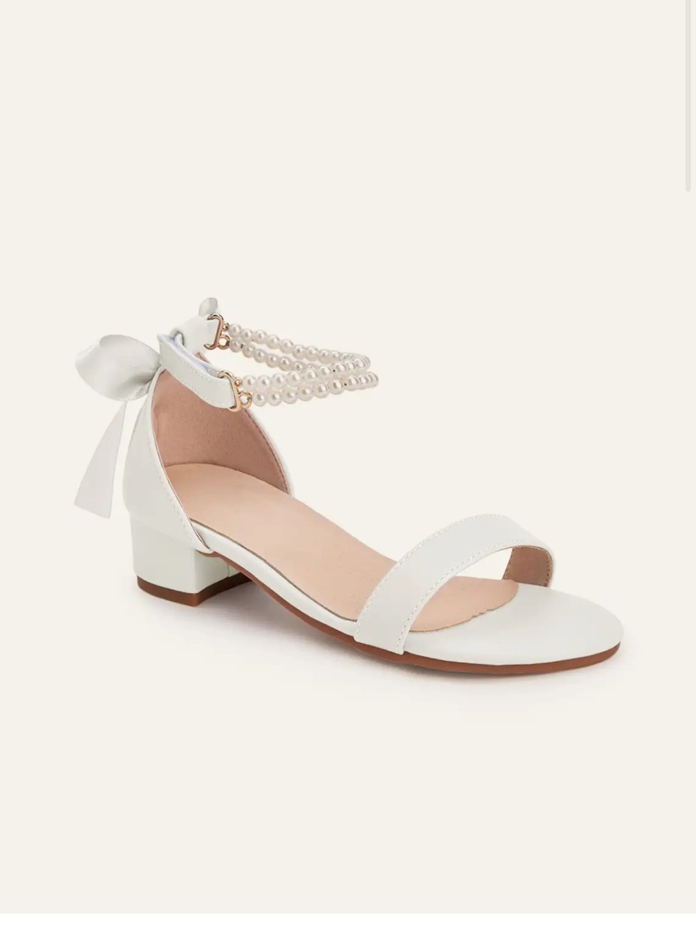 Azazie Ivory Ankle Strap Block Heel Sandals